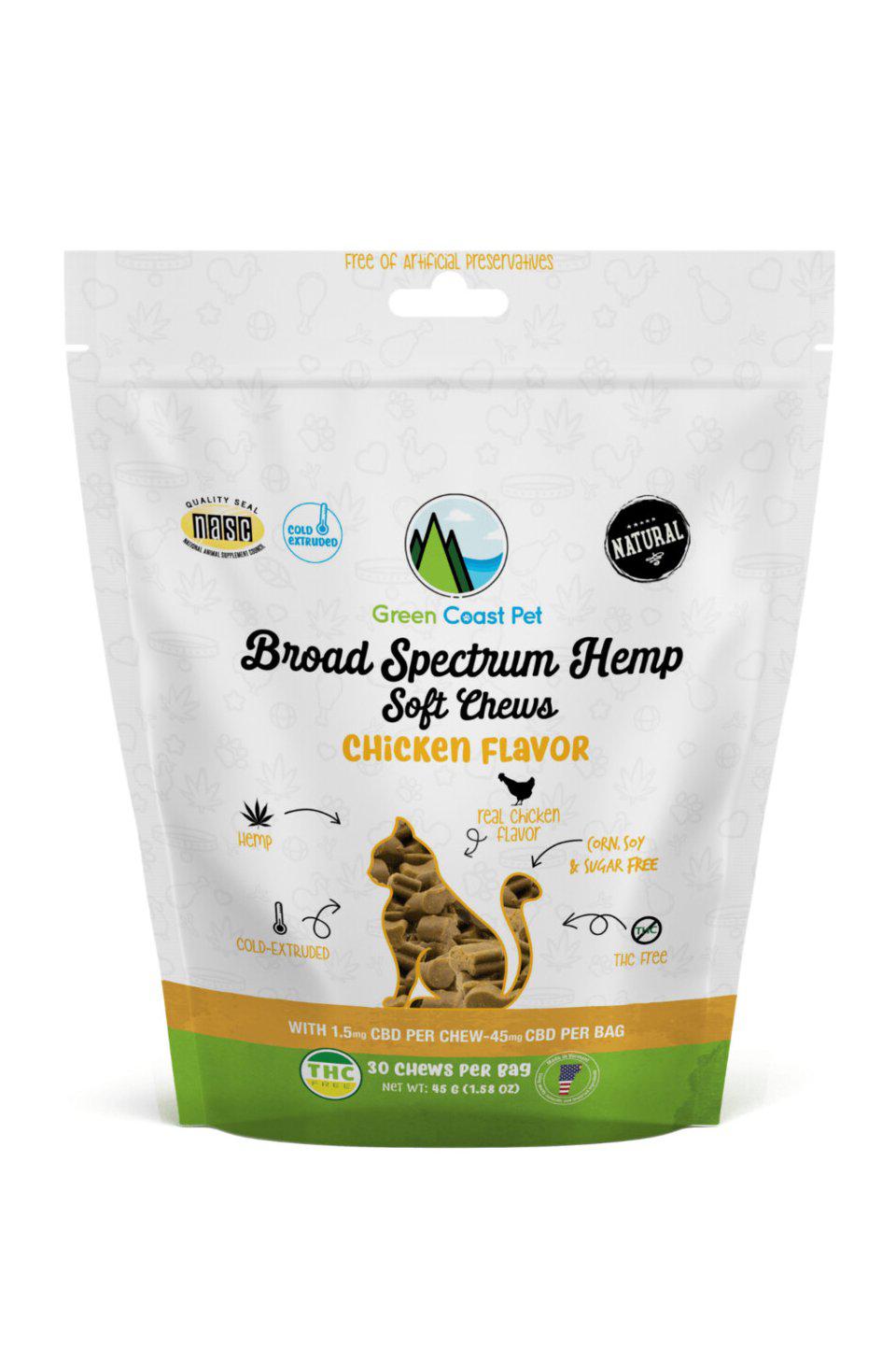 Green Coast Pet Chicken Hemp Chew Cat Supplement